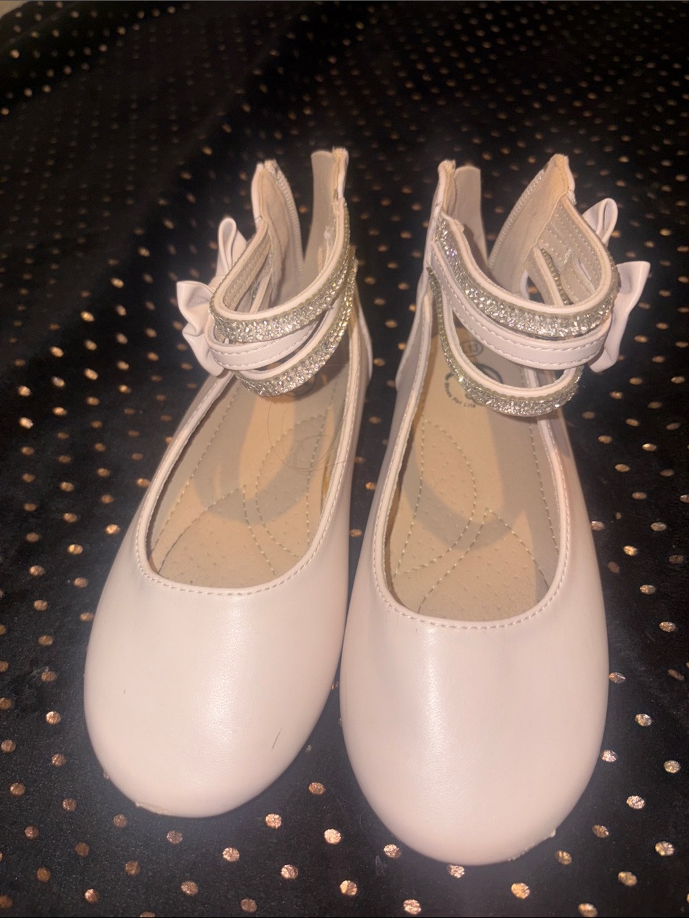 Girls' Pink Dress Flats with Glitter Straps